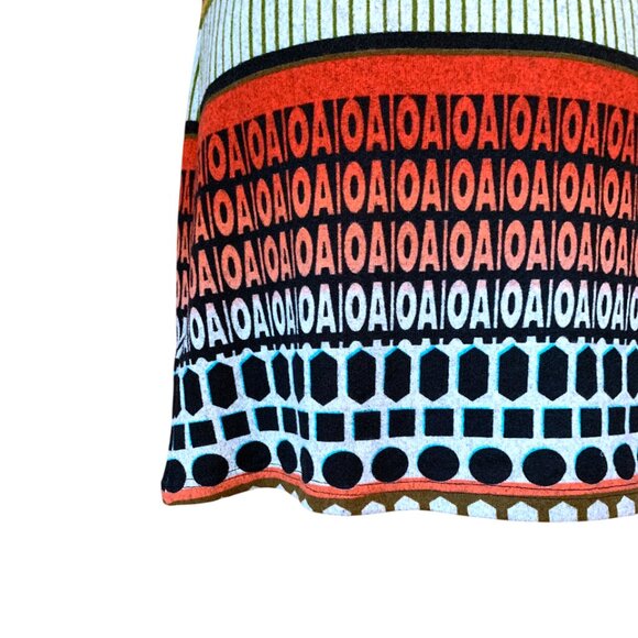 MARIE CLAIRE / Black -  Orange Patterned Dress Tunic sleeveless / Medium - Picture 4 of 10